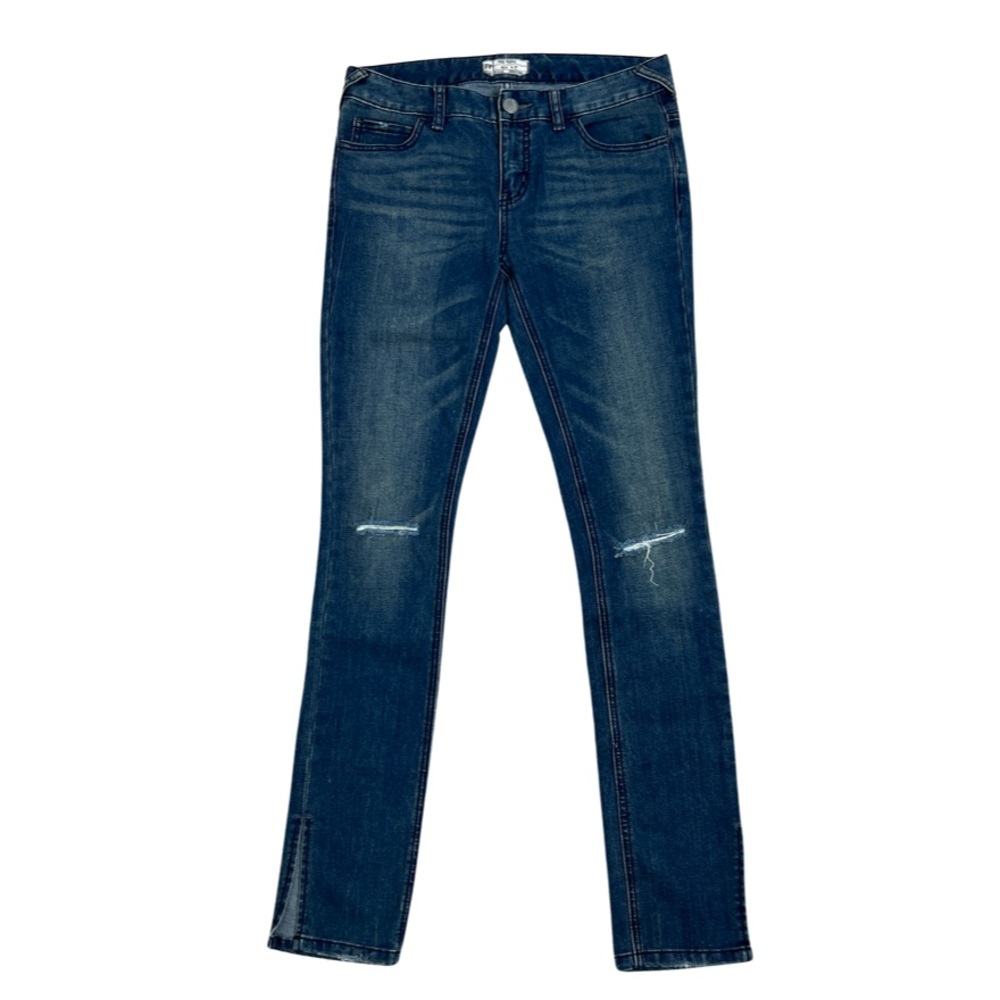 Free People Mid Rise Split Hem Skinny Jeans 27
